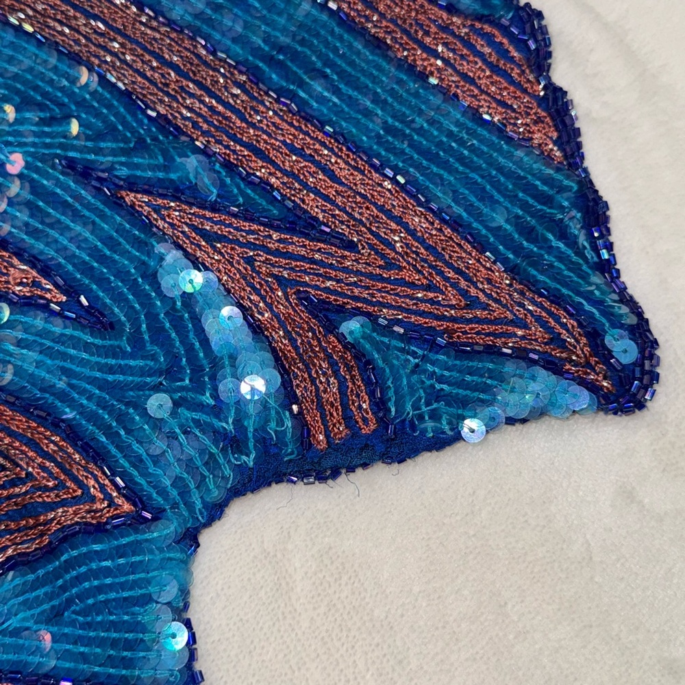 Blue and Purple Sequin Top with Bird Design - Picture 4 of 7